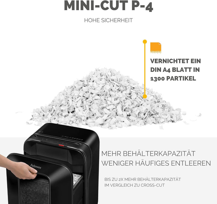 Fellowes Aktenvernichter 12 Blatt Partikelschnitt (P4), Papierschredder für Büro, Homeoffice, Powers