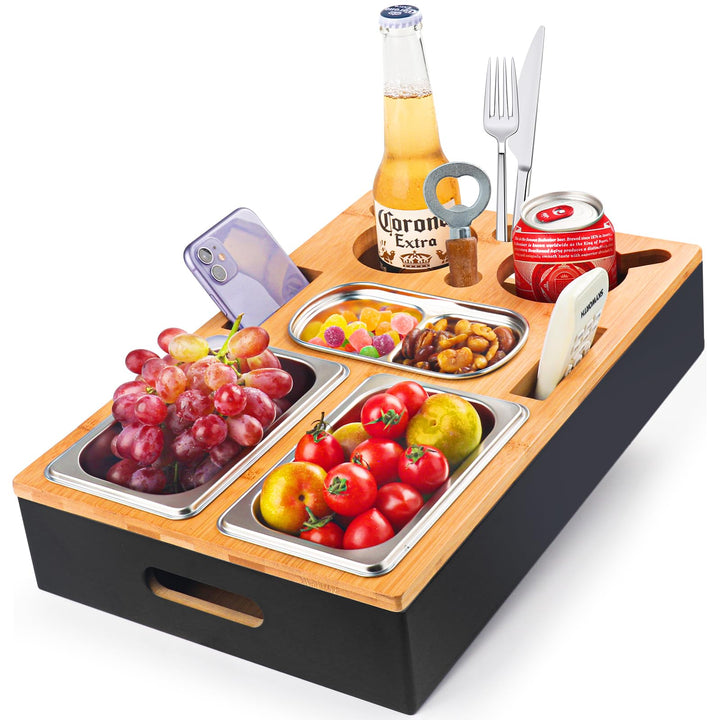 Couchbar Snackbox Sofatablett,Geburtstagsgeschenk für männer, Snackspender mit Snackschale, Getränke