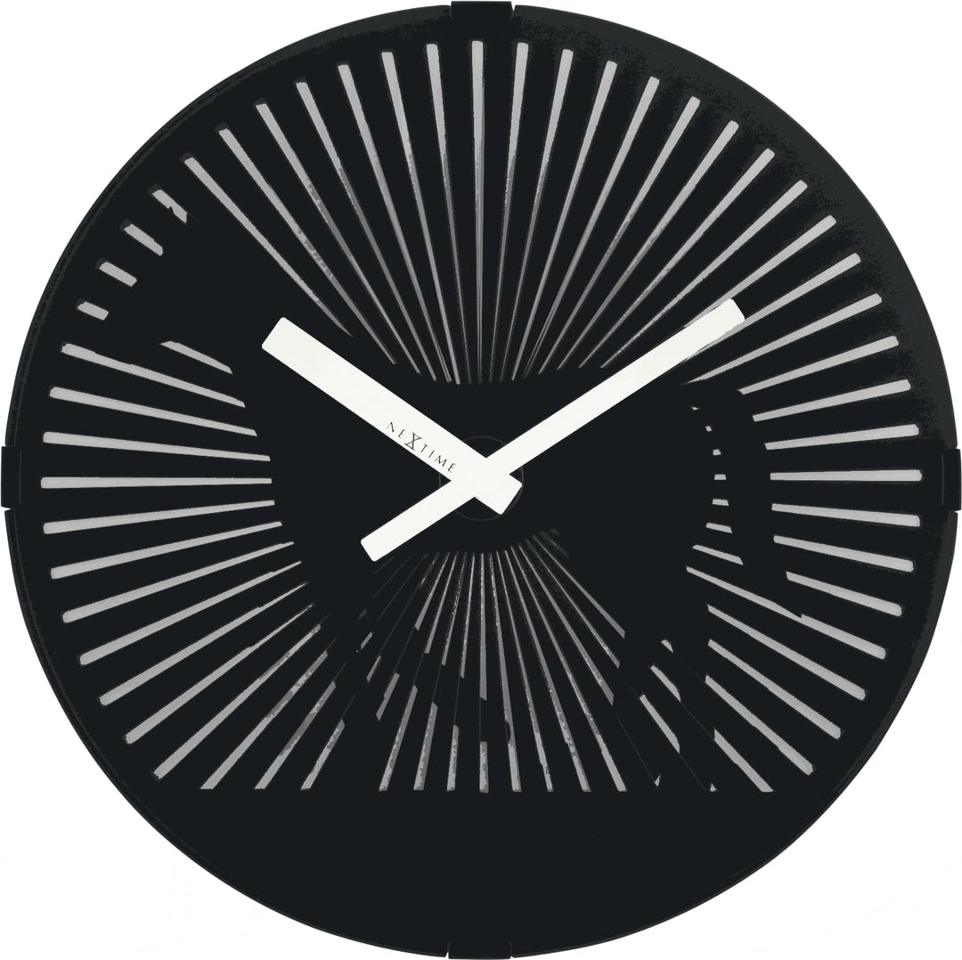 NeXtime Designer Wanduhr Walking Horse, mit optischer Illusion - Pferd läuft, 3218 Schwarz 30 x 7 x