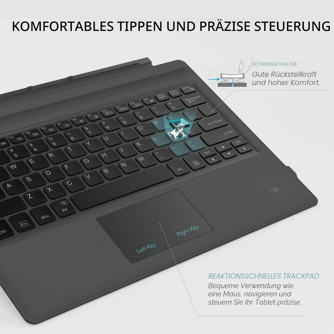 MoKo Type Cover Tastatur Kompatibel mit Microsoft Surface Pro 7 Plus/Pro 7/6/5/4/3, QWERTY Layout Bl