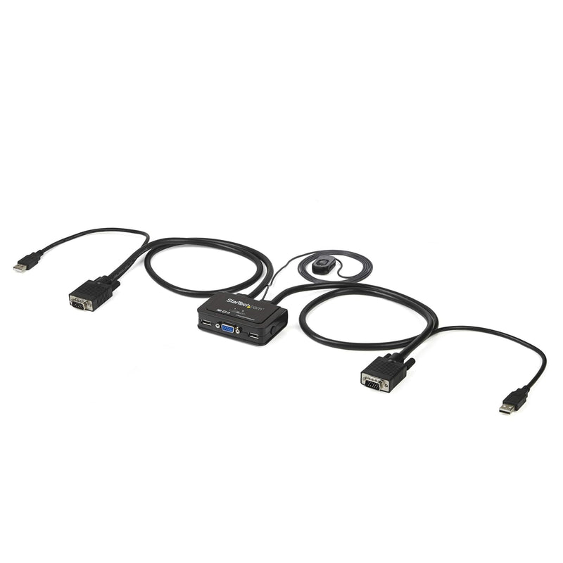 StarTech.com 2 Port VGA USB KVM Switch Kabel - VGA KVM Umschalter USB Powered mit Fernumschaltung, S