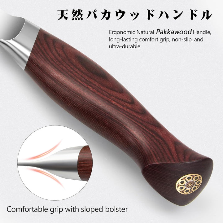 SHAN ZU Profi Santoku Messer küchenmesser 18cm - Japanischer Hochcarbonstahl 10Cr15Mov mit 12° extre