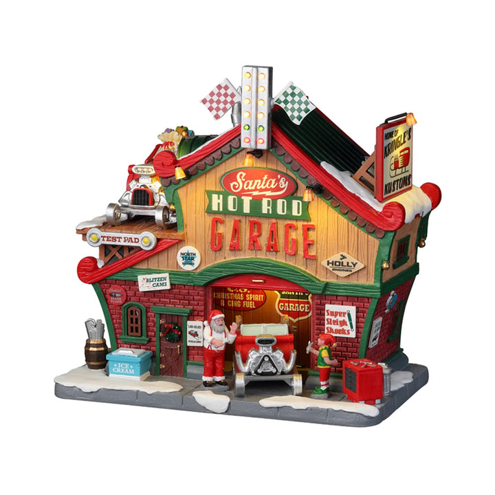 Lemax 25863-UK Santa's Wonderland Lighted Buildings: Santa's Hot Rod Garage