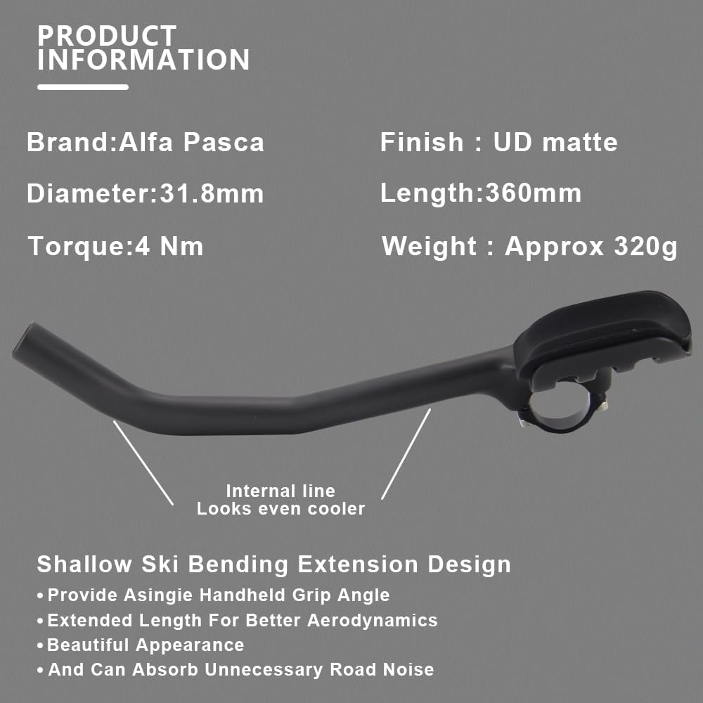 Alfa Pasca rennrad lenkeraufsatz triathlon 360mm aero triathlon lenker carbon 50° TT Bar Extender 50