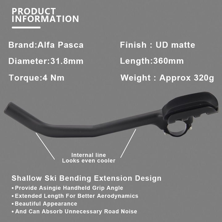 Alfa Pasca rennrad lenkeraufsatz triathlon 360mm aero triathlon lenker carbon 50° TT Bar Extender 50