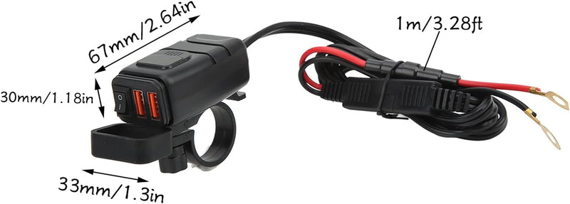 Fydun Motorrad Dual USB Ladegerät SAE zu USB Adapter mit Wasserdichtem Abdeckungsschalter Schnelllad