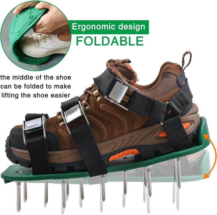 SHADDOCK Rasenbelüfter Schuhe Gartengras Rasenbelüfter Nagelschuhe mit mit 26 Spikes und 4 verstellb
