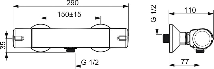Hansa Hansamicra Duscharmatur, mit Sicherungseinrichtung, Eco-Funktion, vertauschte Kalt-/Warmwasser