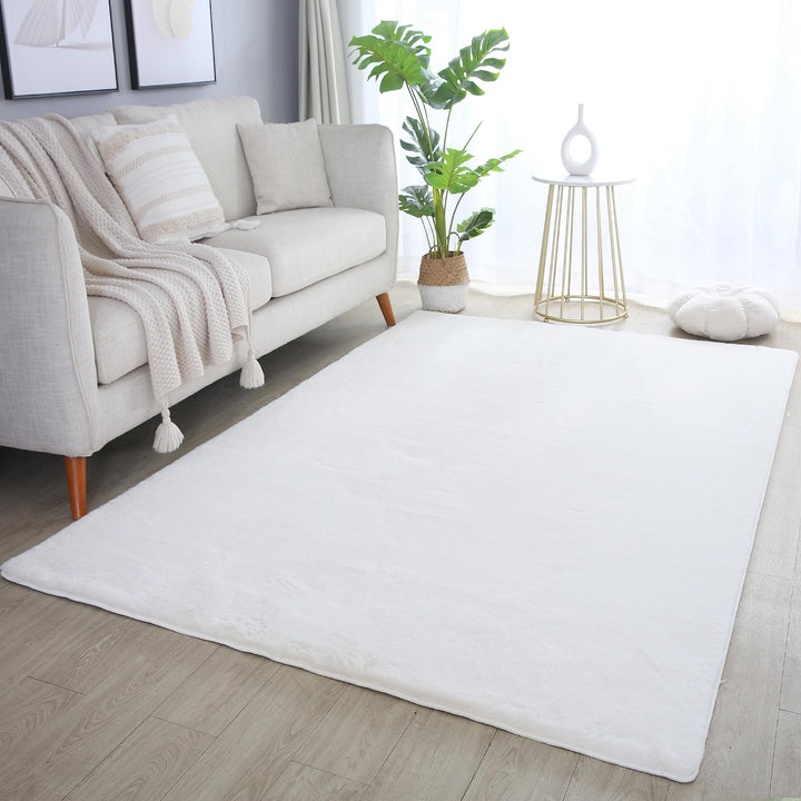 Weicher Hochflor Teppich Wohnzimme Waschbarer Teppich im modernen Stil Unicolor & Einfarbig Läufer T