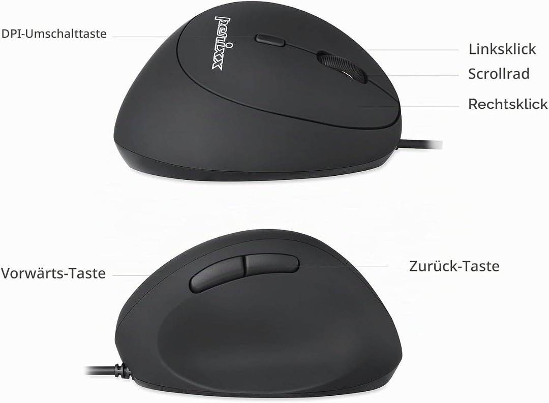 Perixx PERIMICE-519 Ergonomische Maus - Vertikales Design - kleine Handgrössen oder für Unterwegs -