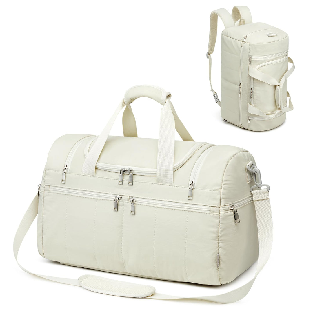 G4Free 45L Grosse Sporttasche für Damen mit Mehreren Reissverschlussfächern Beige 45L, Beige 45L