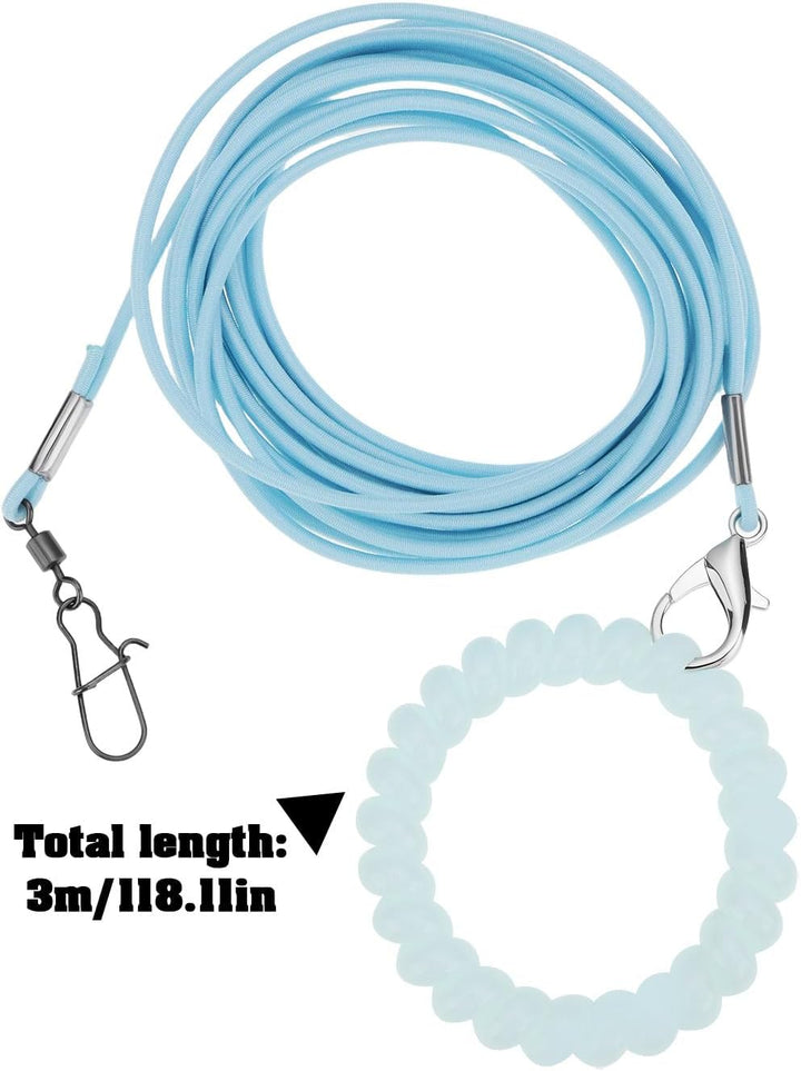 Vogelgeschirr Flugtrainingsseil 3 M für Papageien Tauben Und Wellensittiche mit 4#-Ring (blau) Blue,