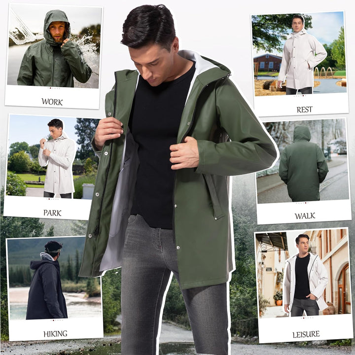 UNIQUEBELLA Regenjacke Herren Wasserdichter, Regenmantel mit Kapuze für Männer Atmungsaktiv Windbrea