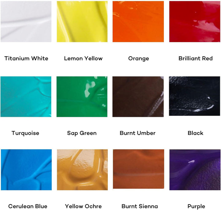 Mont Marte Signature Acrylfarben-Set, 500 ml, halbmattes Finish, 12 leuchtende Farben, geeignet für