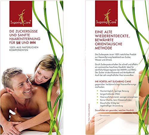 Sugaring Zuckerpaste 500g + 100x Enthaarungsstreifen | 100% Vegan Natur | schmerzarme Haarentfernung
