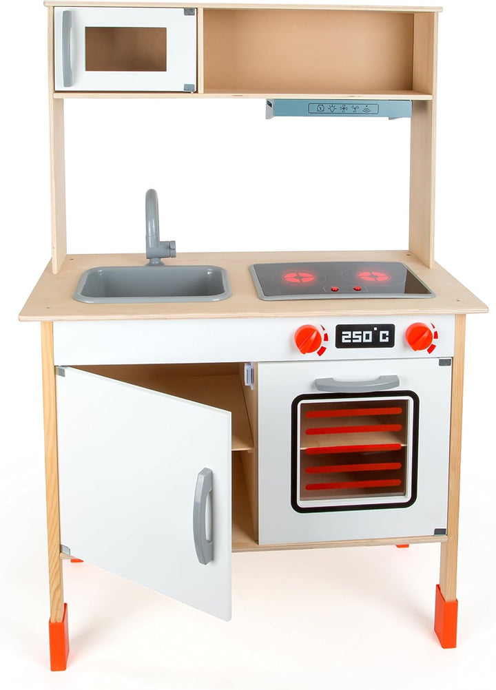 small foot 10749 Kinderküche modern aus Holz mit umfassender Ausstattung, Rollenspielzeug für Kinder