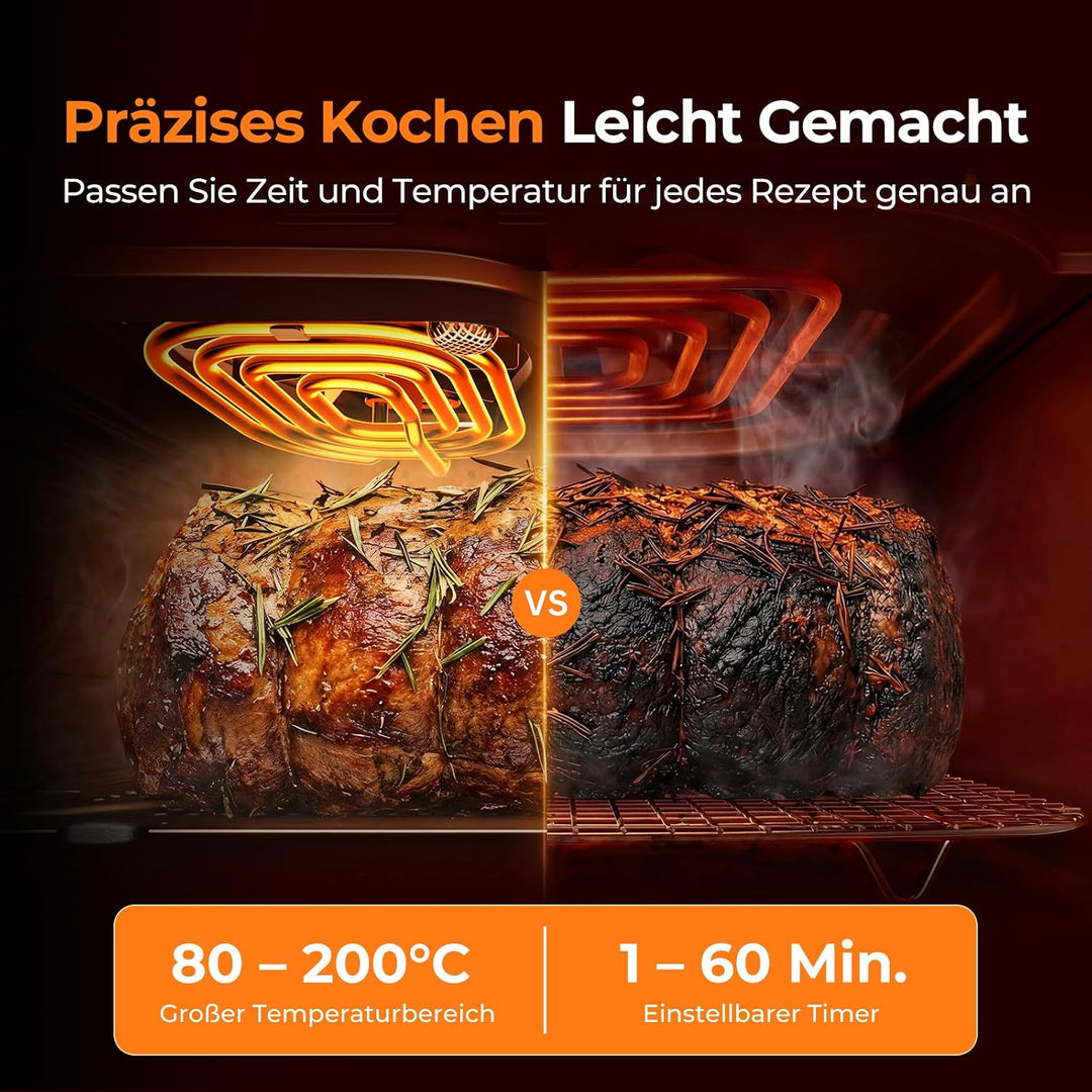 VIOMI VORTEX Pro Heissluftfritteuse, Doppelzonen, 11 L Air Fryer, 2 Kammern, 2800 W, mit Sichtfenste