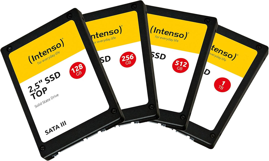 Intenso Interne 2,5" SSD SATA III Top, 1 TB, 550 MB/Sekunden, Schwarz, Festkörper-Laufwerk 1TB Sata
