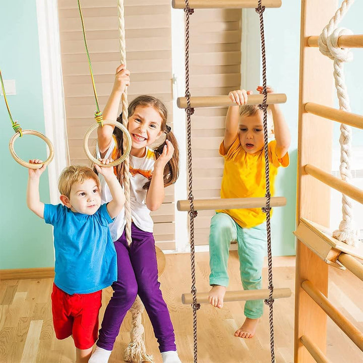 Multifunktions Trapeze Schaukel,Trapez mit Kunststoffringen,Multifunktions Kinderholz Trapez,Trapez