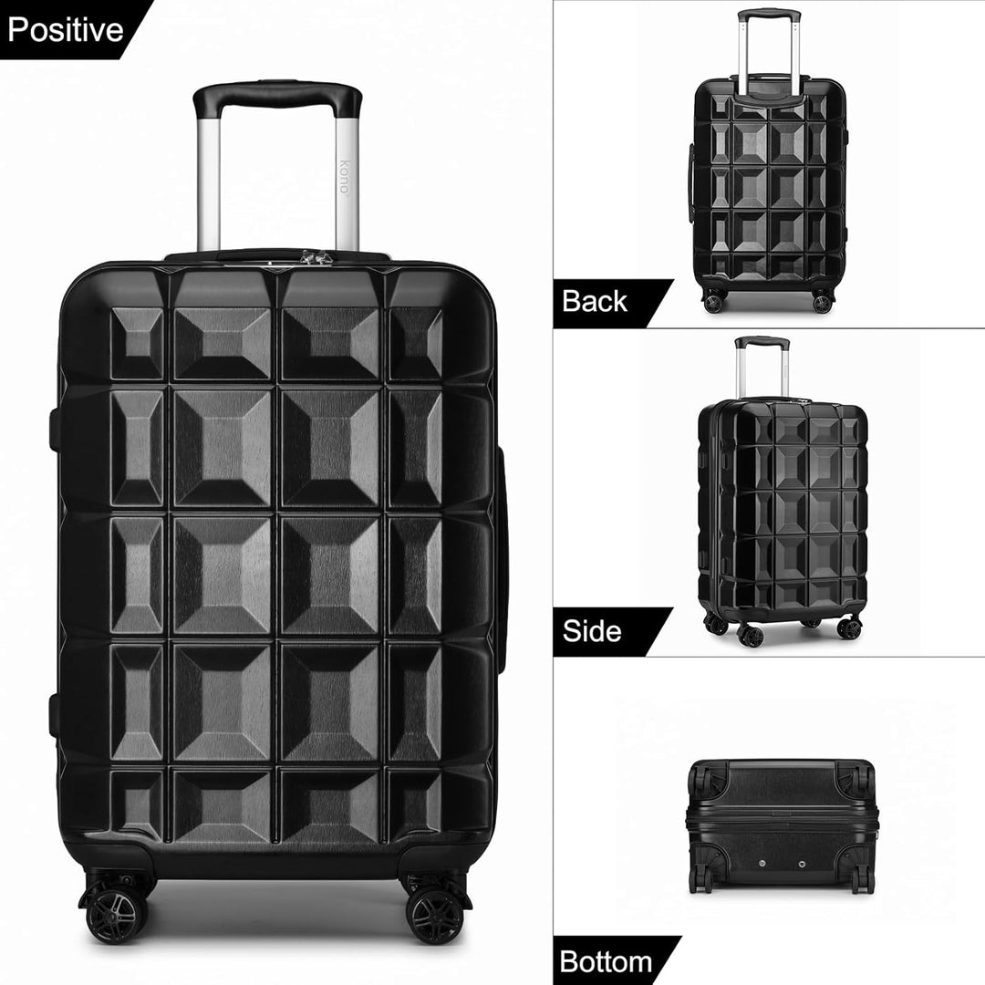 KONO Gepäck-Sets Kofferset 2 Teilig Handgepäck Koffer mit Beautycase (54cm+Kosmetikkoffer, Schwarz)