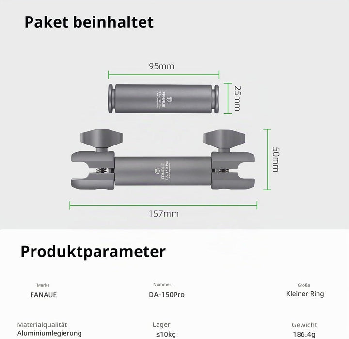FANAUE DA-150PRO Verbundstoff-Verbindungsarm kompatibel mit RAM Mount B Grösse Kugelkopf und Fahrrad