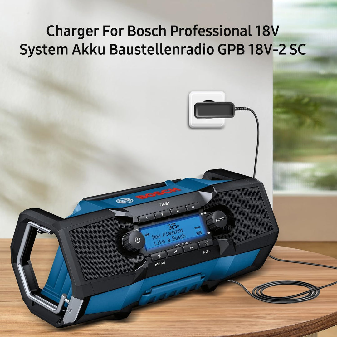 KFD Netzteil Ladegerät Ladekabel für Bosch Professional 18V System Akku Baustellenradio GPB 18V-2 SC