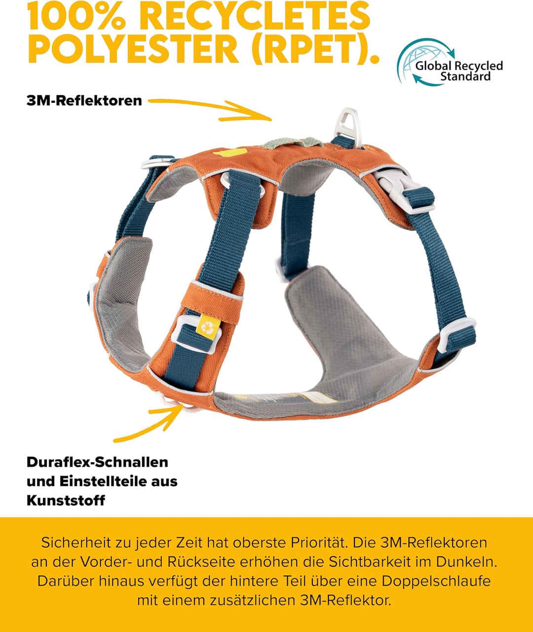Woolly Wolf Alpha 360 Hundegeschirr für kleine Hunde &amp; Welpen XS Terracotta Mix – Geschirr mit 4-Pun