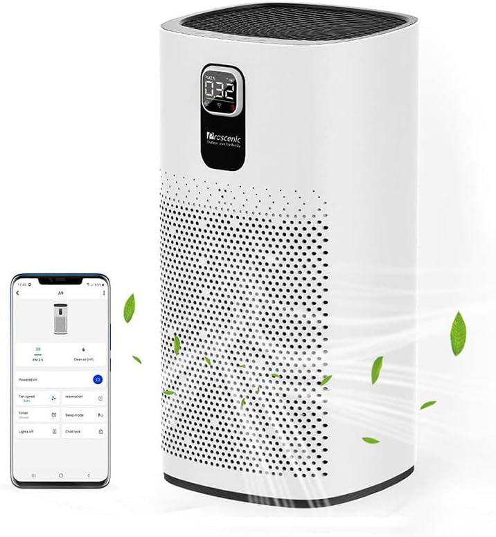 Proscenic A9 Luftreiniger Air Purifier App Steuerung, 99,97% Filterleistung, Hepa 13 Filter, CADR 46