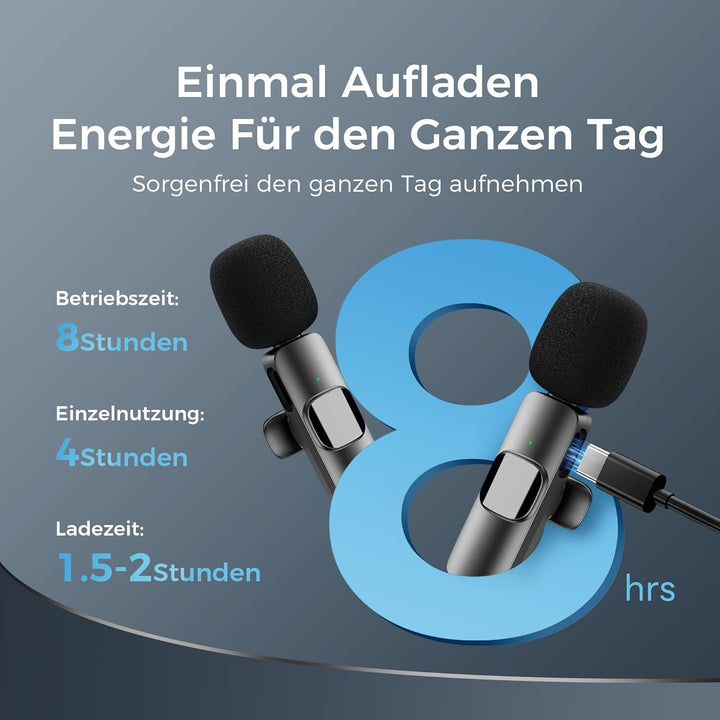 YRF Kabelloses Lavalier Mikrofon für iPhone, Mikrofon handy, mini Mikrofon, USB C/Lightning Mikrofon