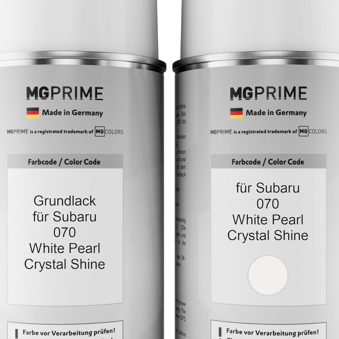 MG PRIME Autolack Sprühdosen Set für Subaru 070 White Pearl Crystal Shine Grundlack Basislack Klarla