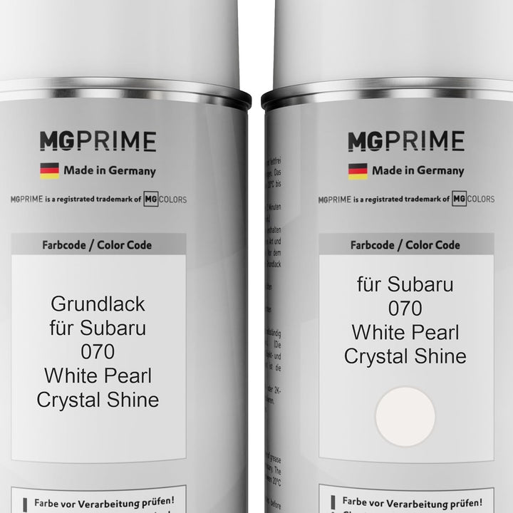 MG PRIME Autolack Sprühdosen Set für Subaru 070 White Pearl Crystal Shine Grundlack Basislack Klarla