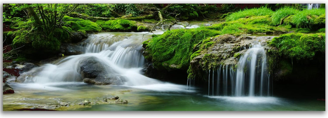 Feeby Bilder Wasserfall Wald 120x40 cm Wohnzimmer Schlafzimmer Büro Flur Küche Wandbilder Modern Bil