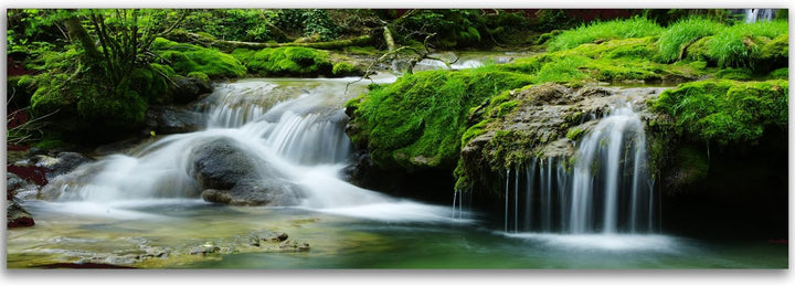 Feeby Bilder Wasserfall Wald 120x40 cm Wohnzimmer Schlafzimmer Büro Flur Küche Wandbilder Modern Bil