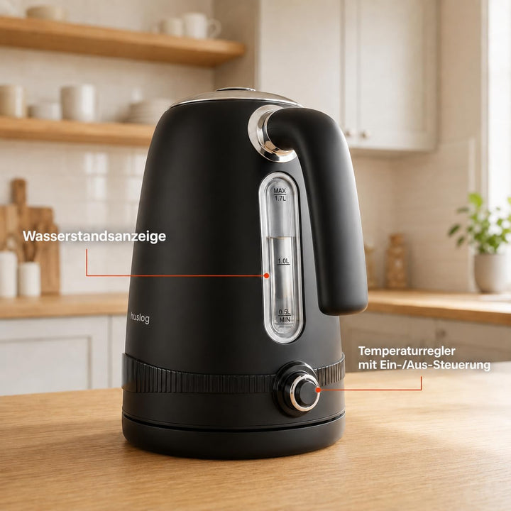Wasserkocher Retro 1,7L 2200W mit Temperaturregelung, LCD-Display, 7 Temperaturstufen 40-100°C, Cool