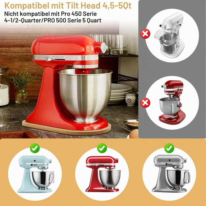 Bambus Gleitbrett Kompatibel mit Kitchen Aid Artisan 4.5-5 Qt(4,3L - 4,8L)Verschiebbare Unterlage fü