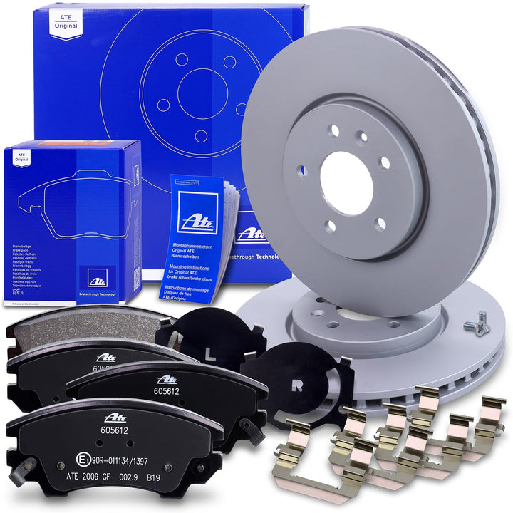 ATE Bremsenset Vorderachse inkl. Bremsscheiben vorne Ø 321 mm belüftet und Bremsbeläge vorne Kompati