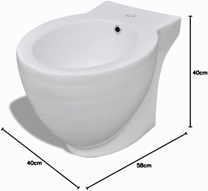 Standbidet Bodenstehend Keramik Weiss Runder Bidetständer Hochwertige Design Stand Bidet für Badezim