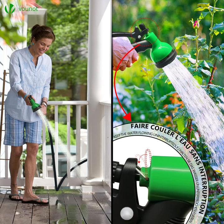 VOUNOT Flexibler Gartenschlauch 15 m, Flexibel Wasserschlauch Dehnbarer mit 10 Sprühfunktionen, 1/2