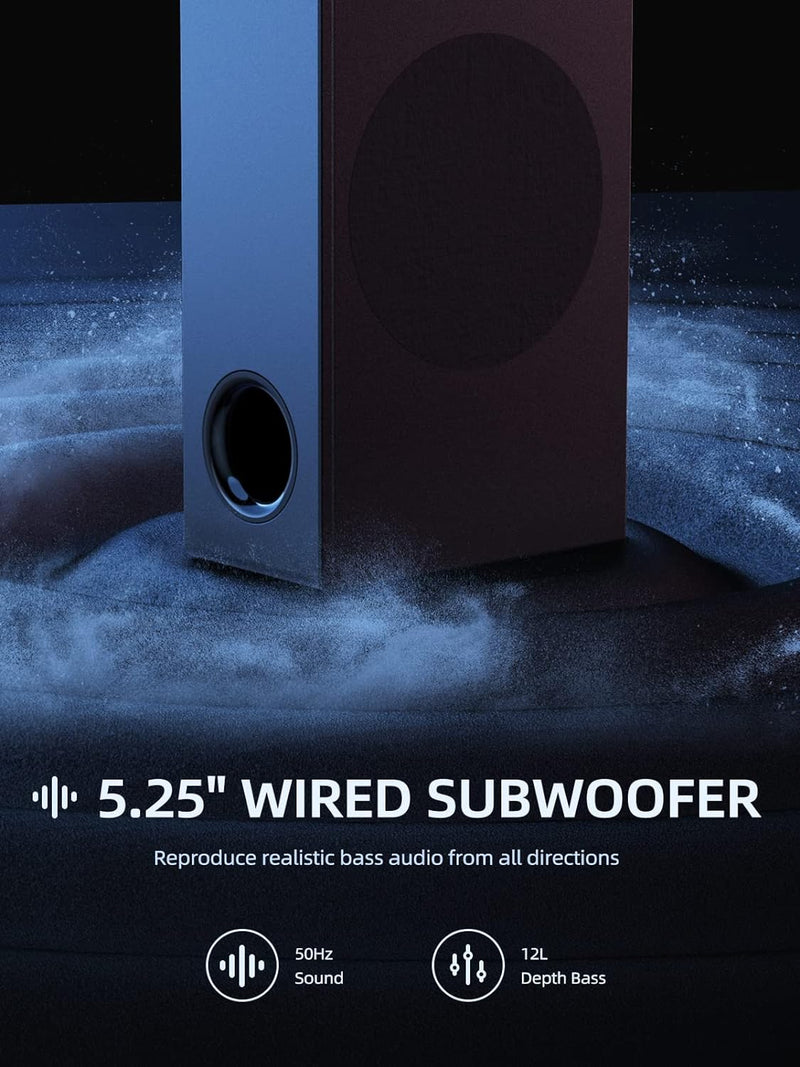 MEREDO Soundbar für TV Geräte mit Subwoofer PC-Gaming 2.1 Kanal Abnehmbare 2 in 1 Computer Lautsprec