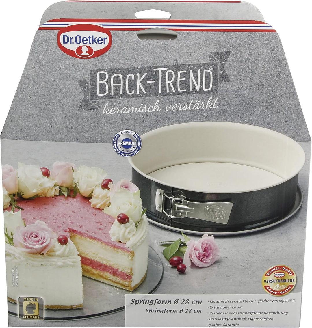 Dr. Oetker Springform Ø 28 cm BACK-TREND, Kuchenform mit Flachboden, runde Backform aus Stahl mit ke
