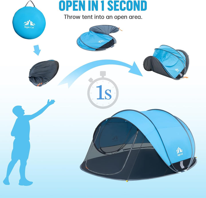 NIght Cat Pop Up Strand Zelt: 3 4 Personen Camping Strandmuschel mit Moskitonetz uv Schutz 50+ Sonne