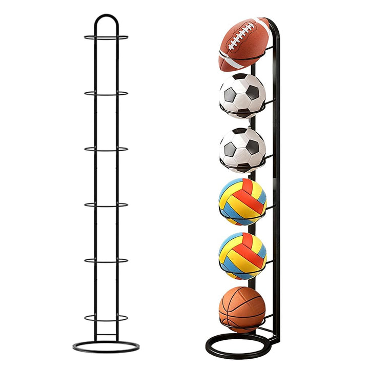 6 Stufiger Ballständer, Ballhalter aus Metall Ball Aufbewahrung, Vertical Ballregal Football Ständer