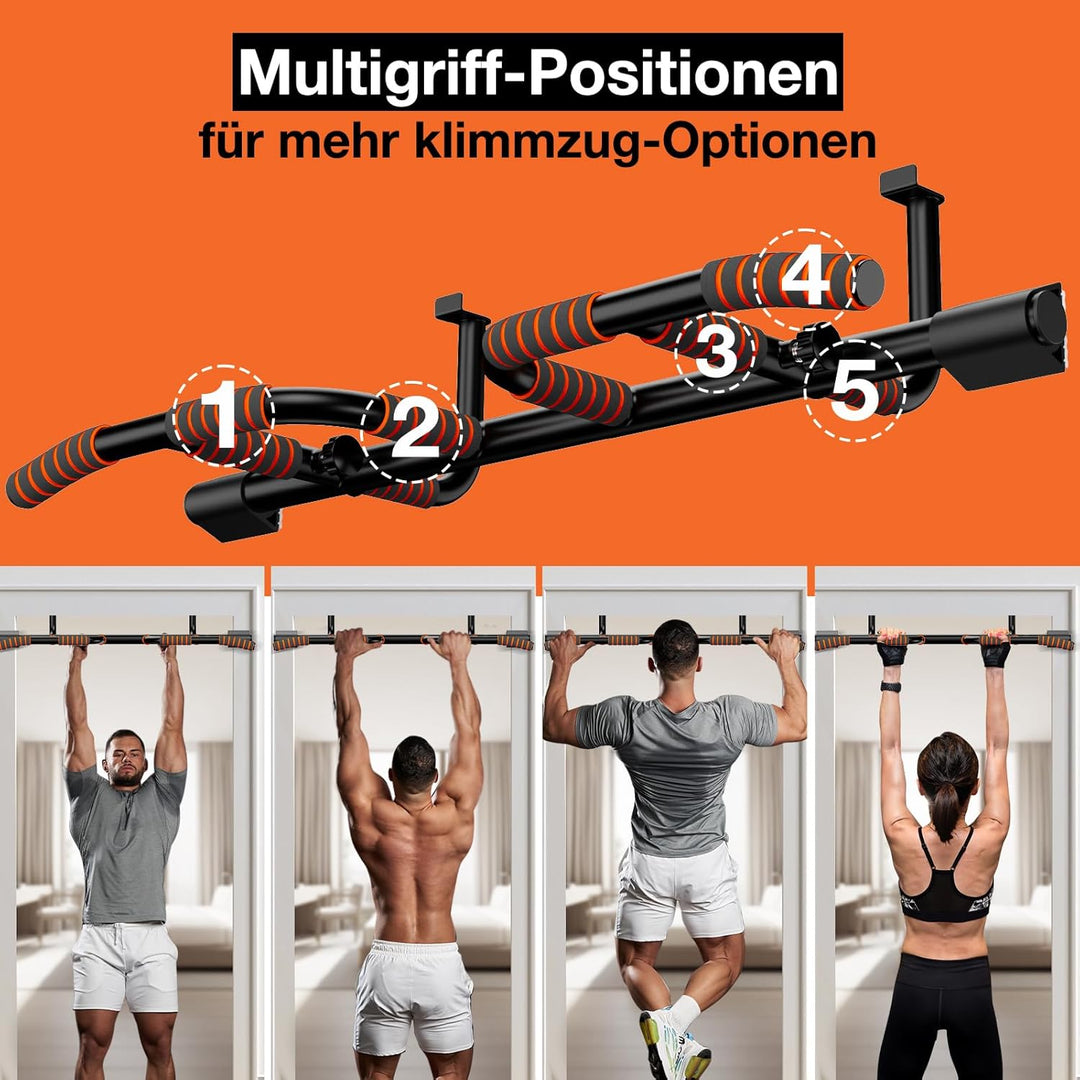 DH FitLife Klimmzugstange Türrahmen ohne Schrauben kein Abrutschen mit Multigriff-Positionen | Pull