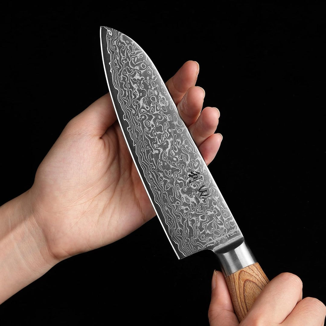 Wakoli EDIB Pro 5er Damastmesser-Set mit Messerblock I 8-20 cm Klingen gefertigt aus 67 Lagen echtem