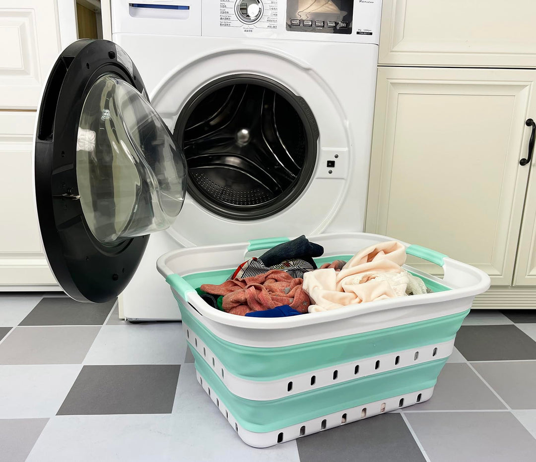 SAMMART 42L Faltbarer Wäschekorb aus Kunststoff – Faltbarer Pop-Up-Aufbewahrungsbehälter/Organizer –