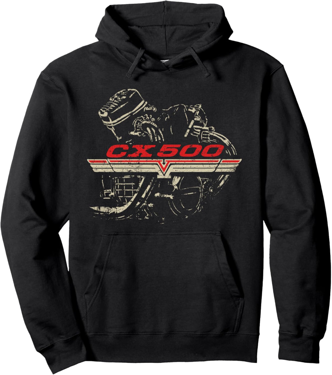 CX500 Motor Distressed Retro Design Pullover Hoodie