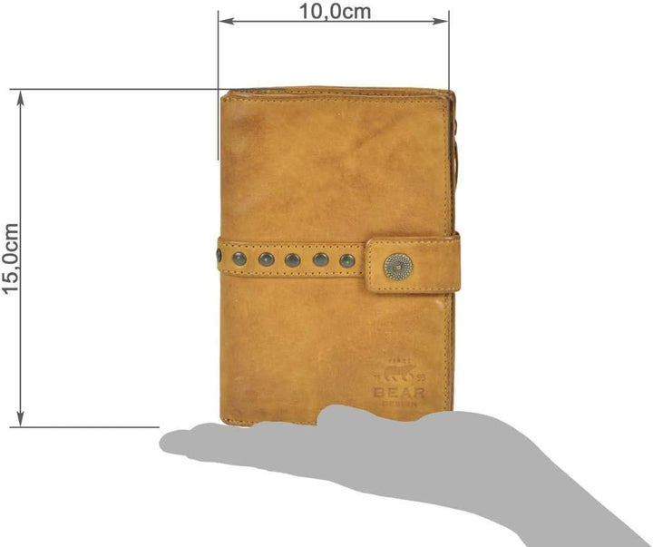 Bear Design Portemonnaie Damen Geldbörse Leder 10x15cm Geldbeutel Cow Lavato Ocker gelb