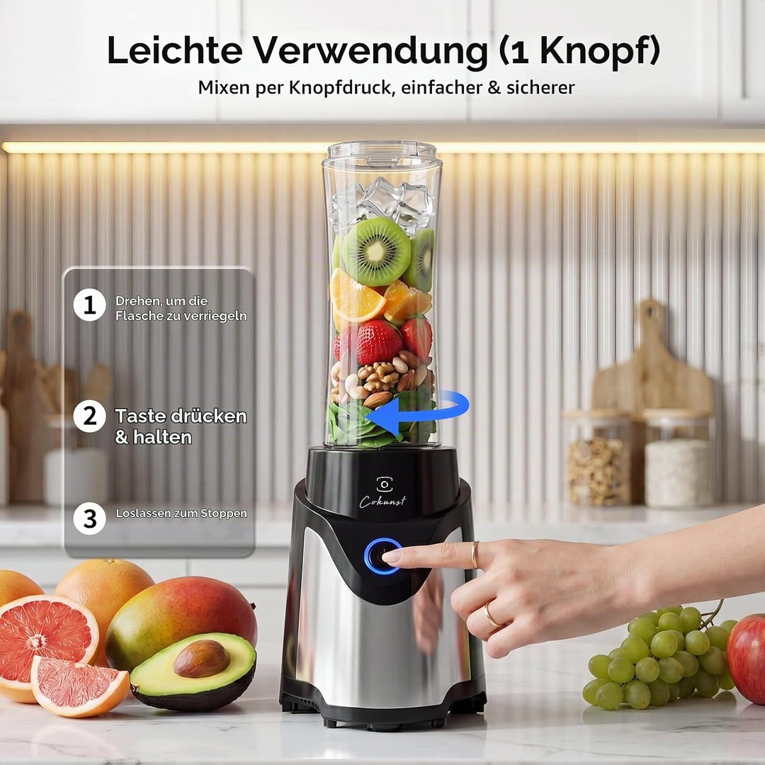 COKUNST Stand Mixer &amp; Go Smoothie Maker, Shake Blender Elektrisch, 2 Becher | 900 W Leistung, 570 ml