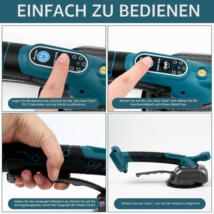 Fliesenvibrationsmaschine für Makita 18v, Fliesenleger-Vibrationsgerät mit 4,7" Saugnapf, 5 Gänge, e