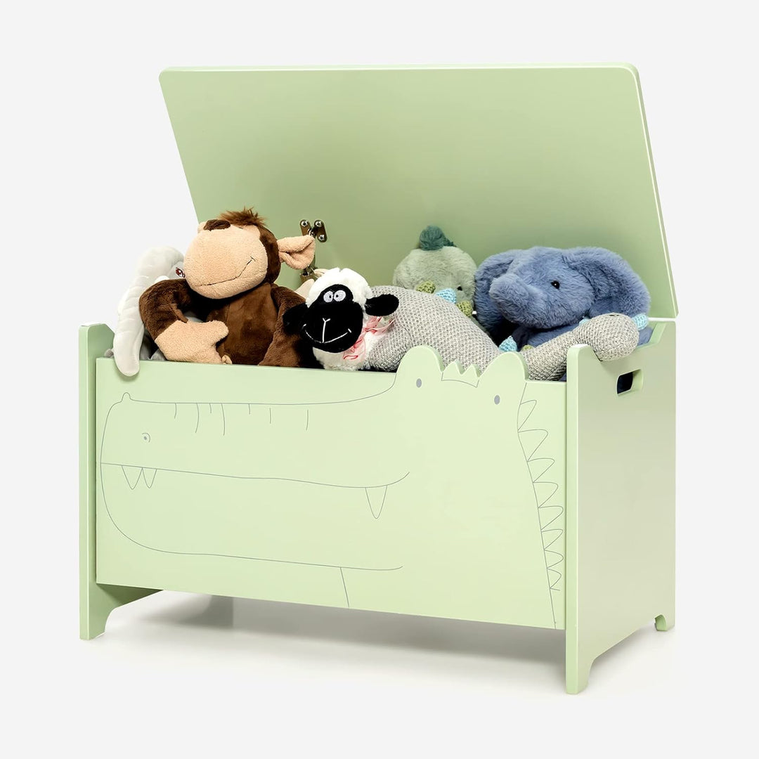 DREAMADE Spielzeugkiste aus Holz, 60x33x37,5cm, Sitzbank für Kinder, Spielzeugtruhe mit Stauraum und